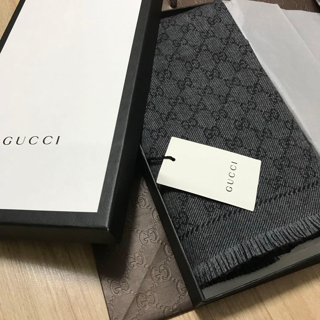 新品正規✨GUCCIマフラー✨グッチマフラー❗️箱紙袋セット　グッチ　メンズ