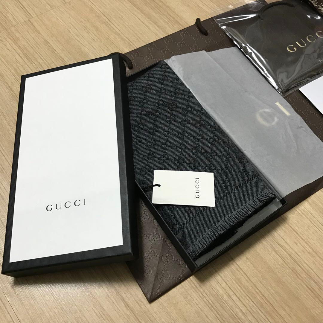 新品正規✨GUCCIマフラー✨グッチマフラー❗️箱紙袋セット　グッチ　メンズ