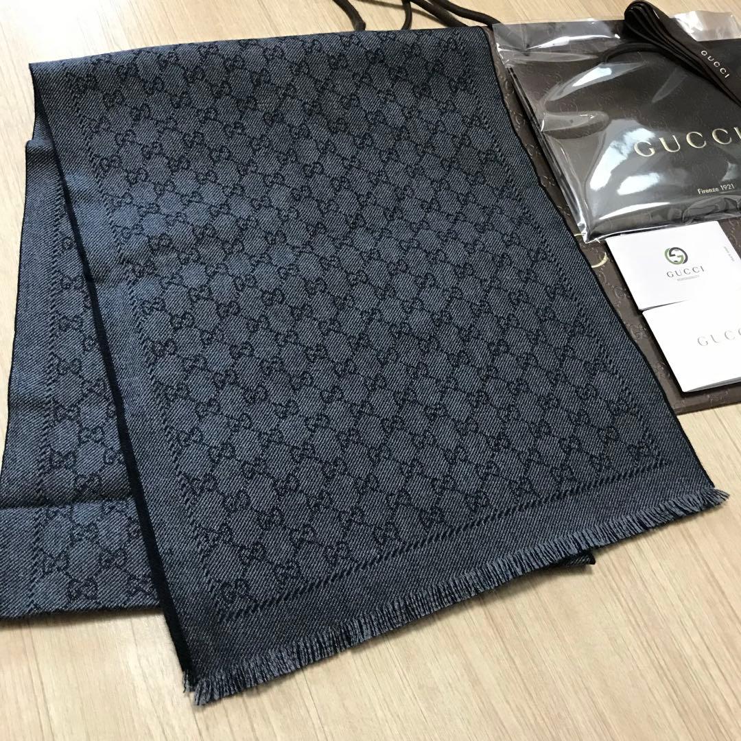 新品正規✨GUCCIマフラー✨グッチマフラー❗️箱紙袋セット　グッチ　メンズ