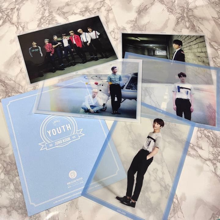◎ 【レア】 BTS YOUTH ジョングク クリアポスター 5枚セット