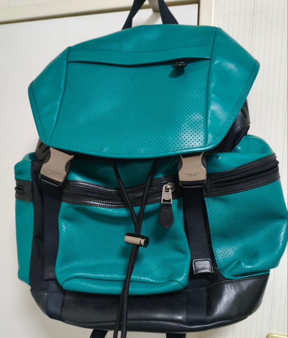 【値下げ】COACH ターコイズ レザー リュック・バックパック