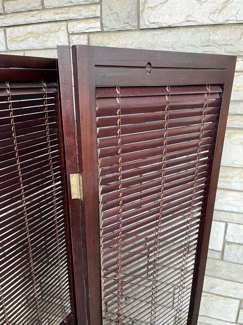 木製スラット式パーテーション 3つ折り　仕切り　目隠し