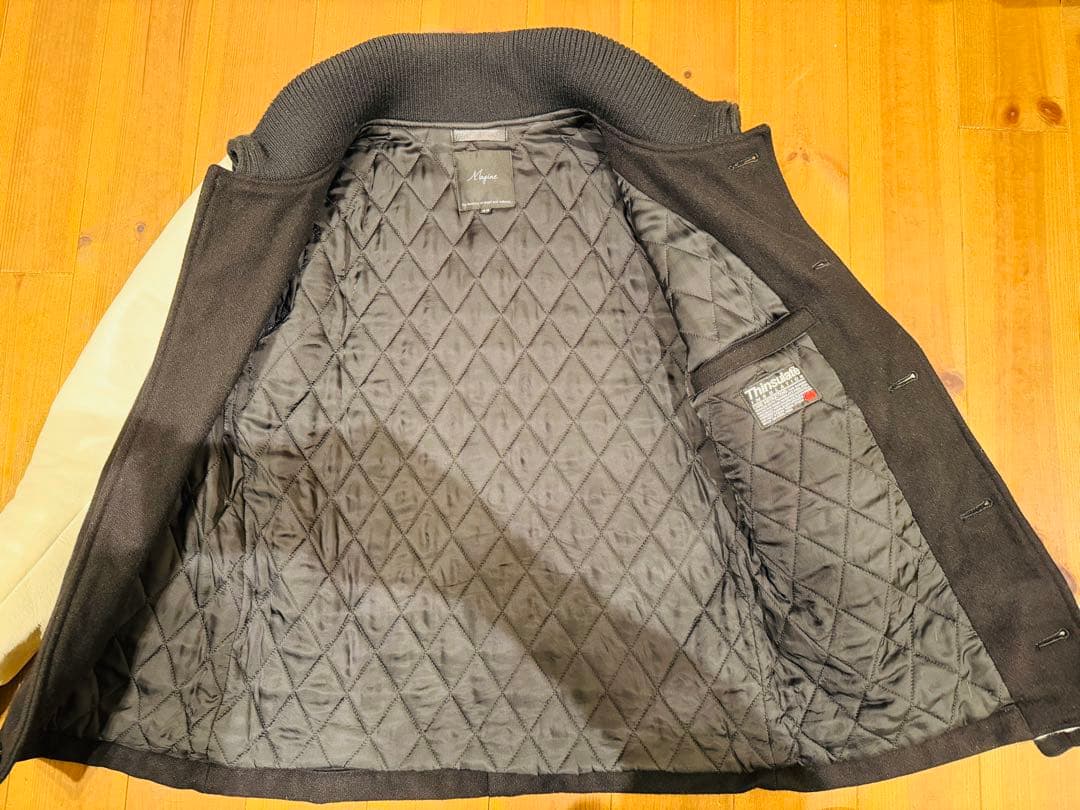 Magine スタジャン　レザージャケット　牛革　ウール　クルミボタン