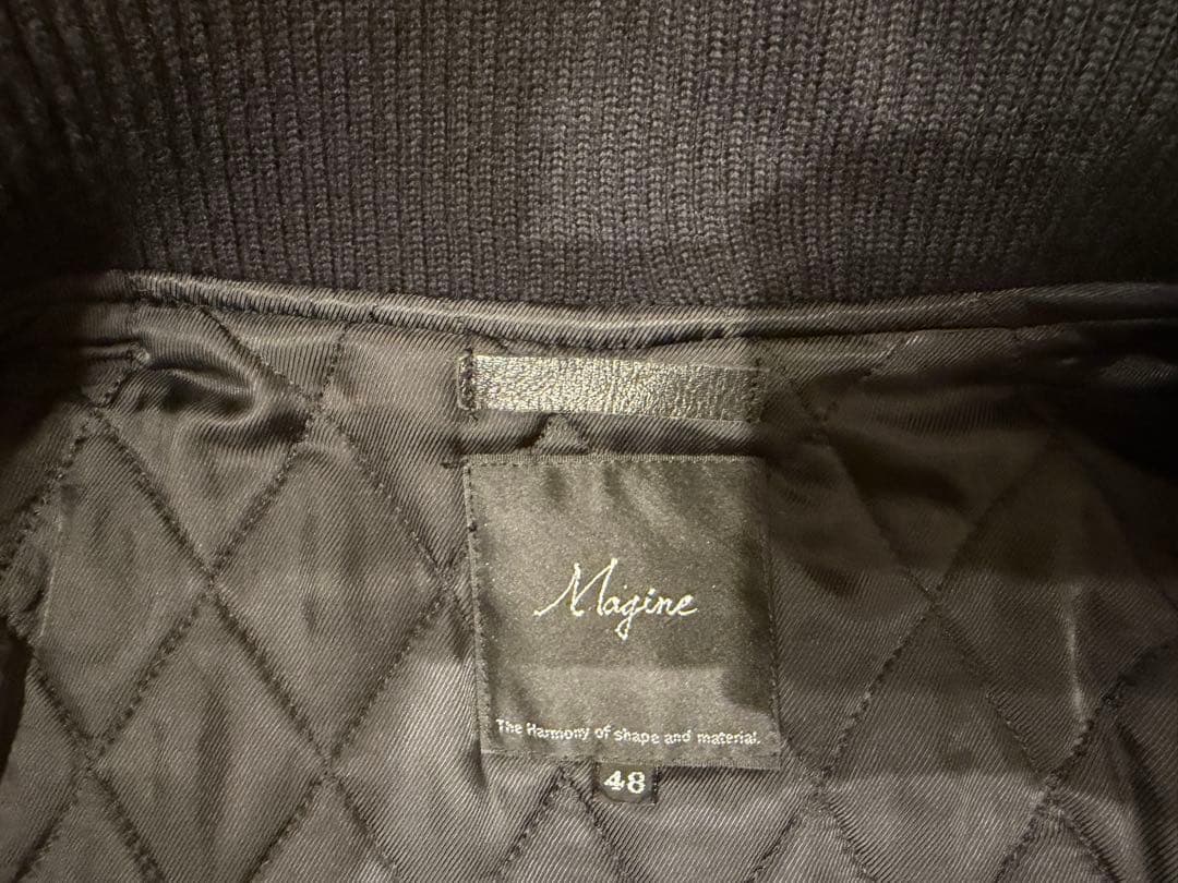 Magine スタジャン　レザージャケット　牛革　ウール　クルミボタン