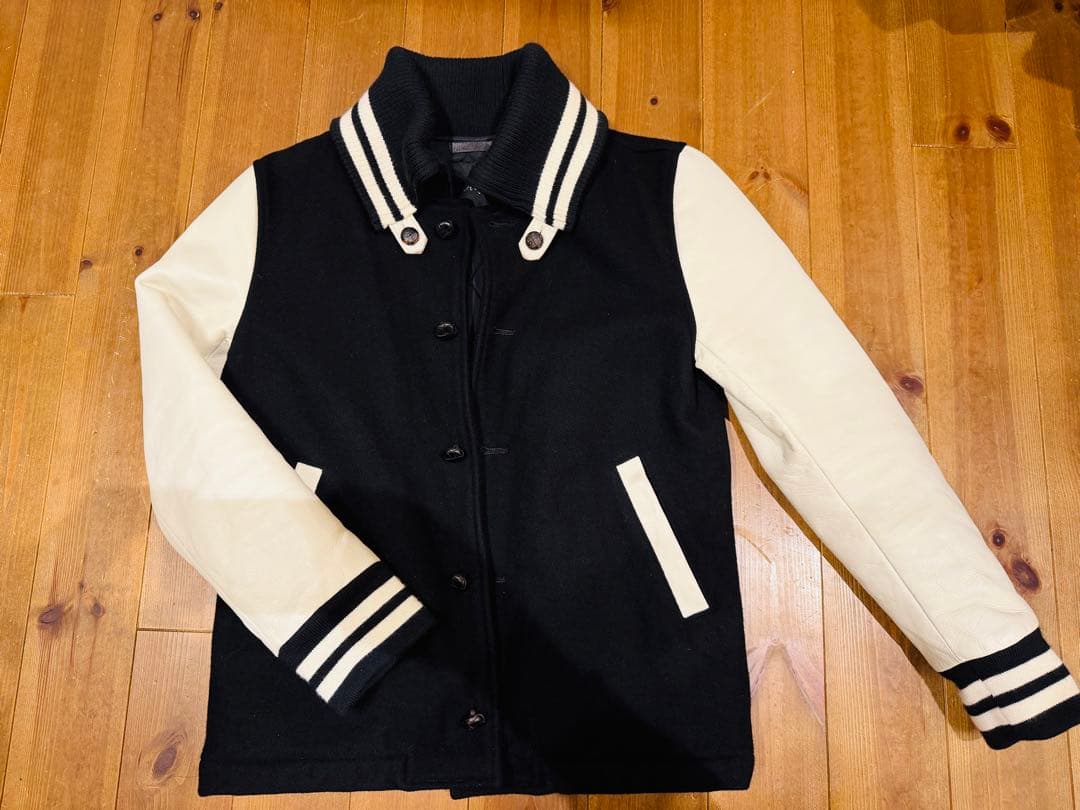 Magine スタジャン　レザージャケット　牛革　ウール　クルミボタン