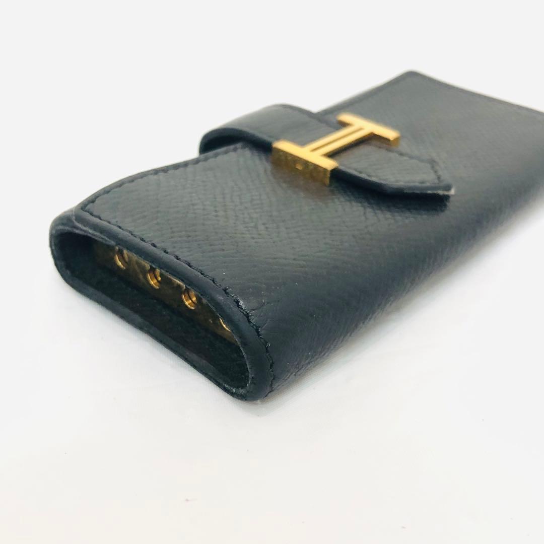 美品 HERMES エルメス べアン 4連 キーケース 黒 ゴールド金具