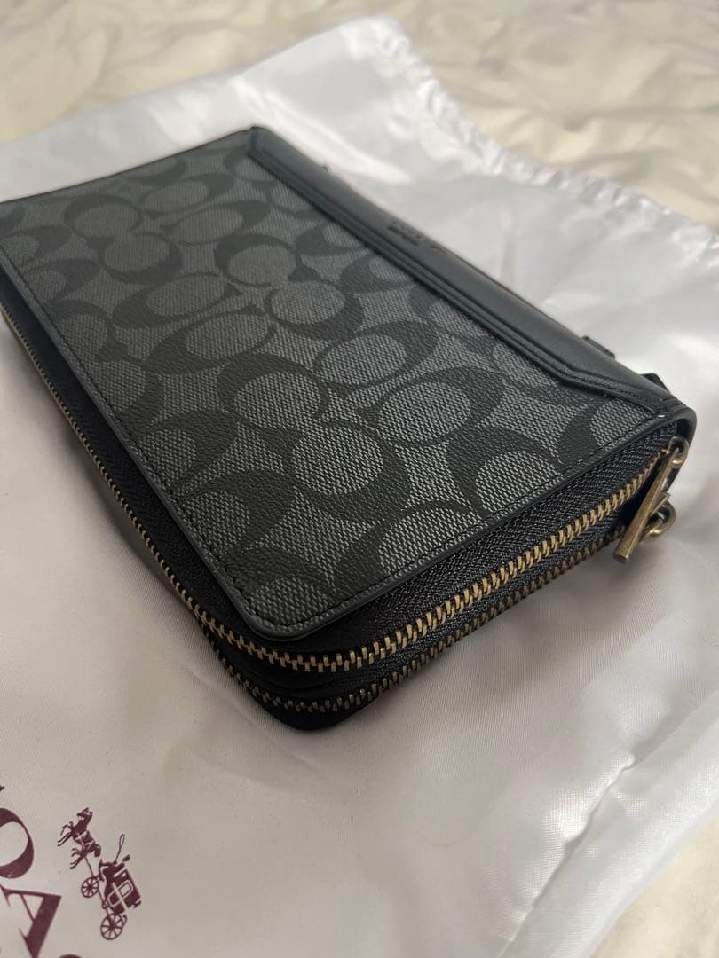 COACH ロゴパターン ハンドバッグ ブラック/グレー