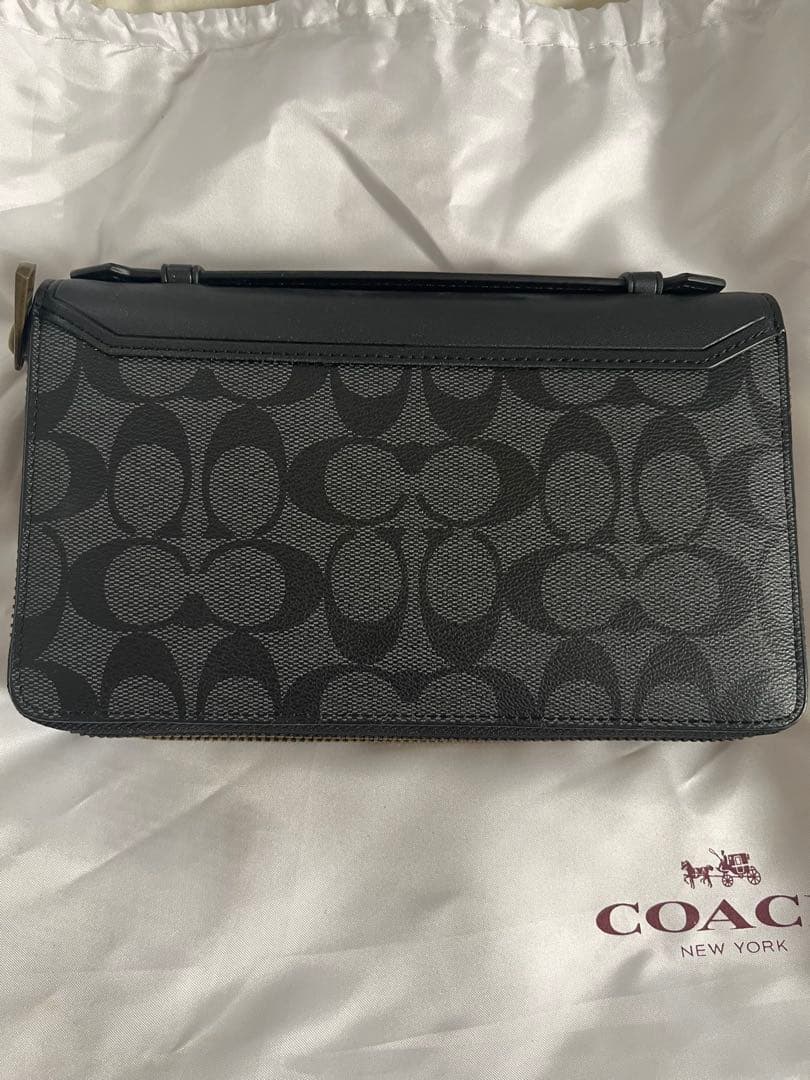 COACH ロゴパターン ハンドバッグ ブラック/グレー