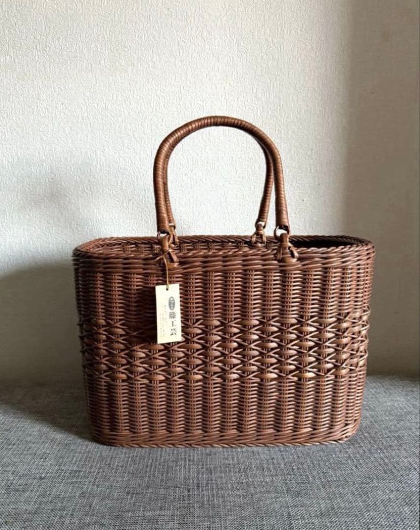 日本製 山形 籐工芸 かごバッグ 籠 バスケット