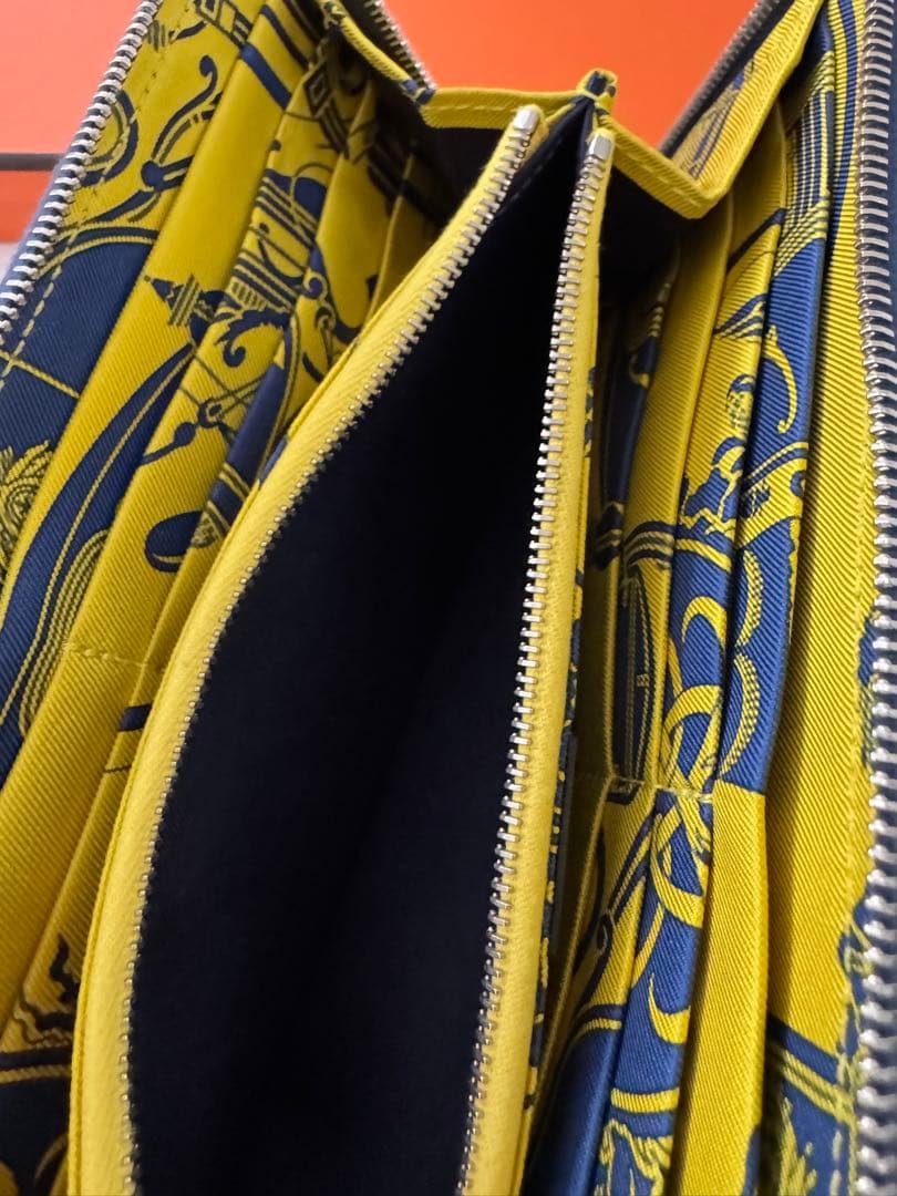 HERMES エルメス 長財布 シルクイン ネイビー