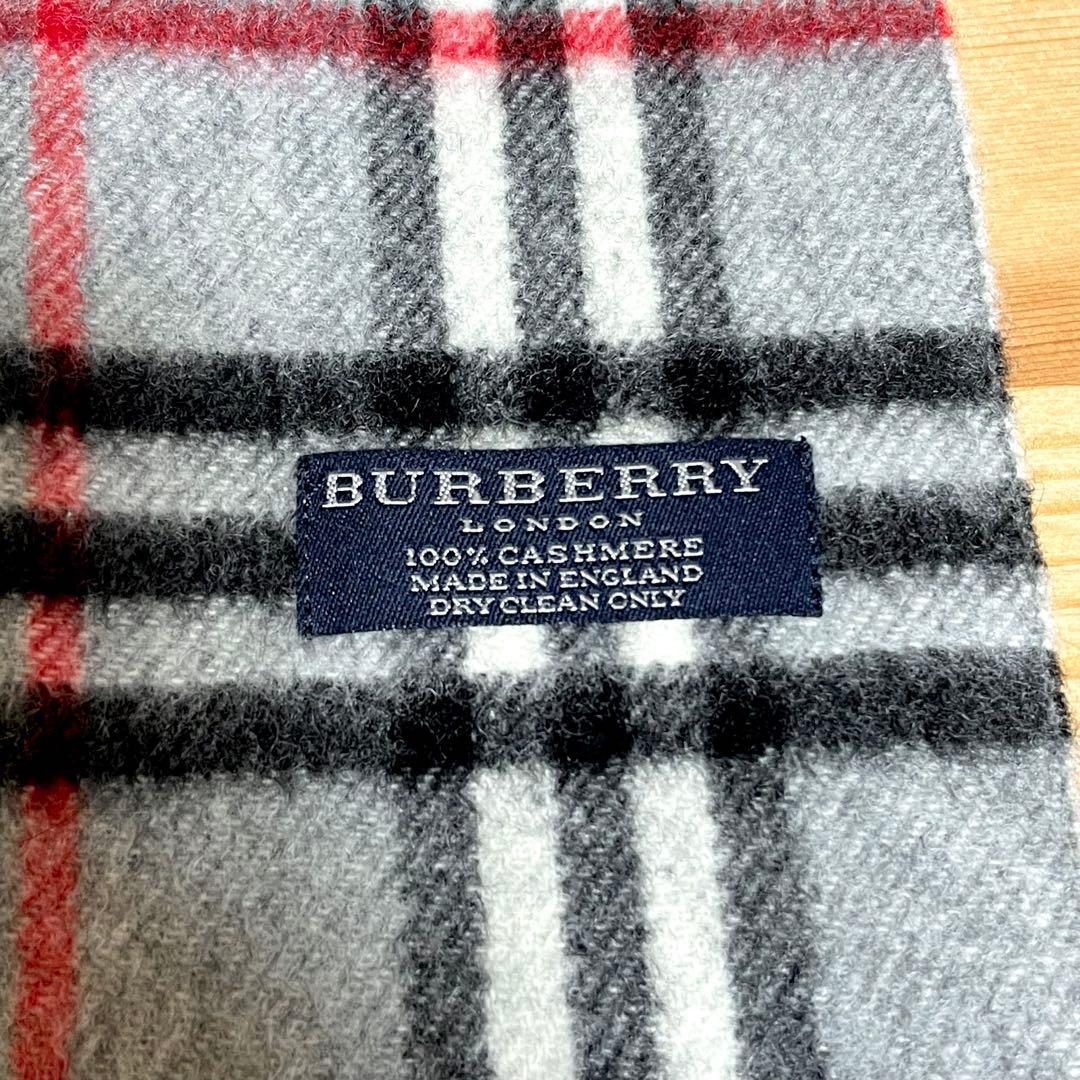 バーバリー　BURBERRY マフラー カシミヤ100% グレー　チェック柄