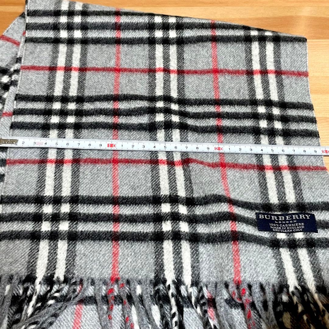 バーバリー　BURBERRY マフラー カシミヤ100% グレー　チェック柄