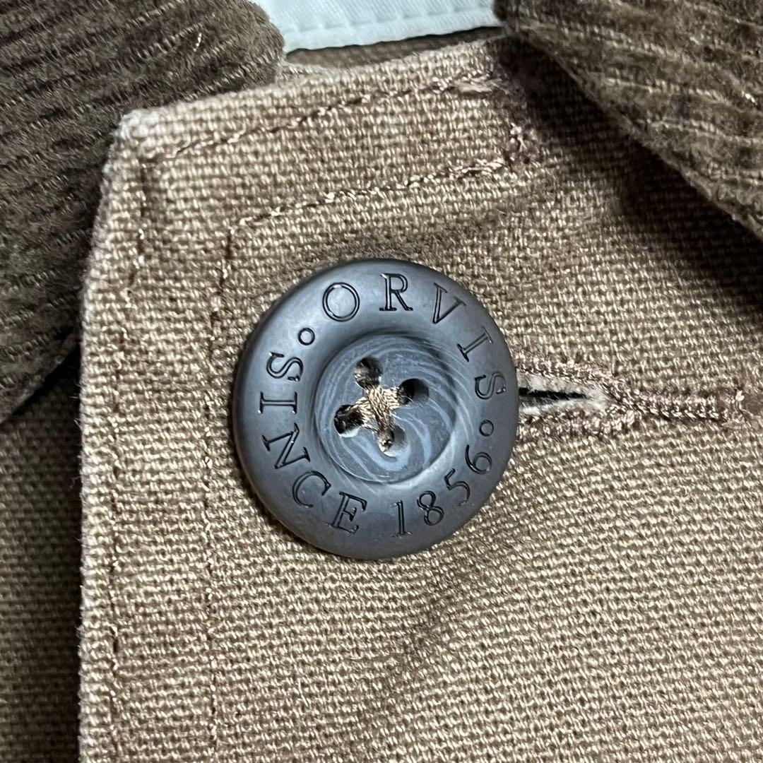 593 ORVISコーデュロイ襟・キルト裏地・多層ポケット・ハンドウォーマー・L