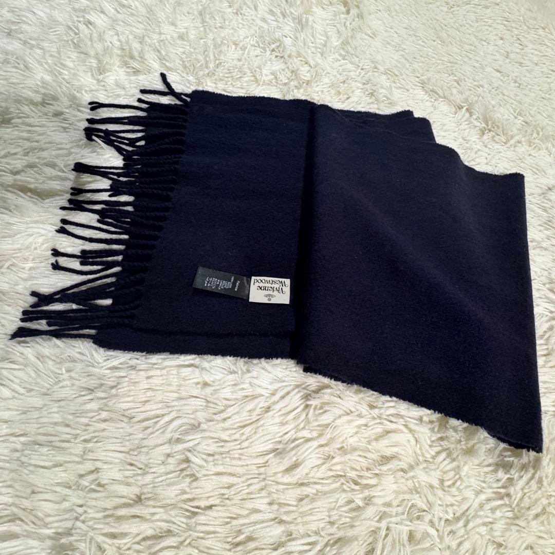 美品✨ヴィヴィアン ウエストウッド マフラー ブランドオーブ ロゴ刺繍　ブラック