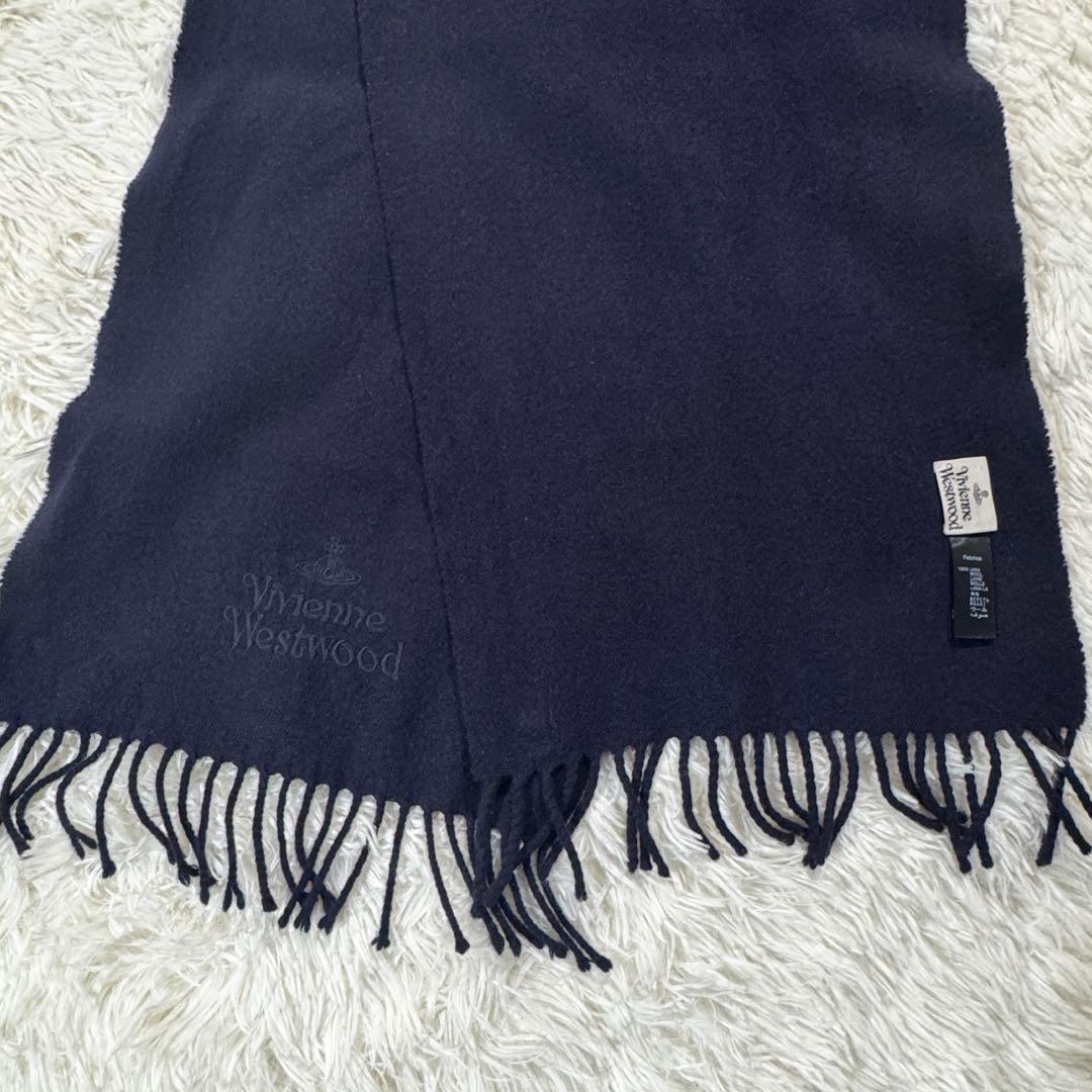 美品✨ヴィヴィアン ウエストウッド マフラー ブランドオーブ ロゴ刺繍　ブラック