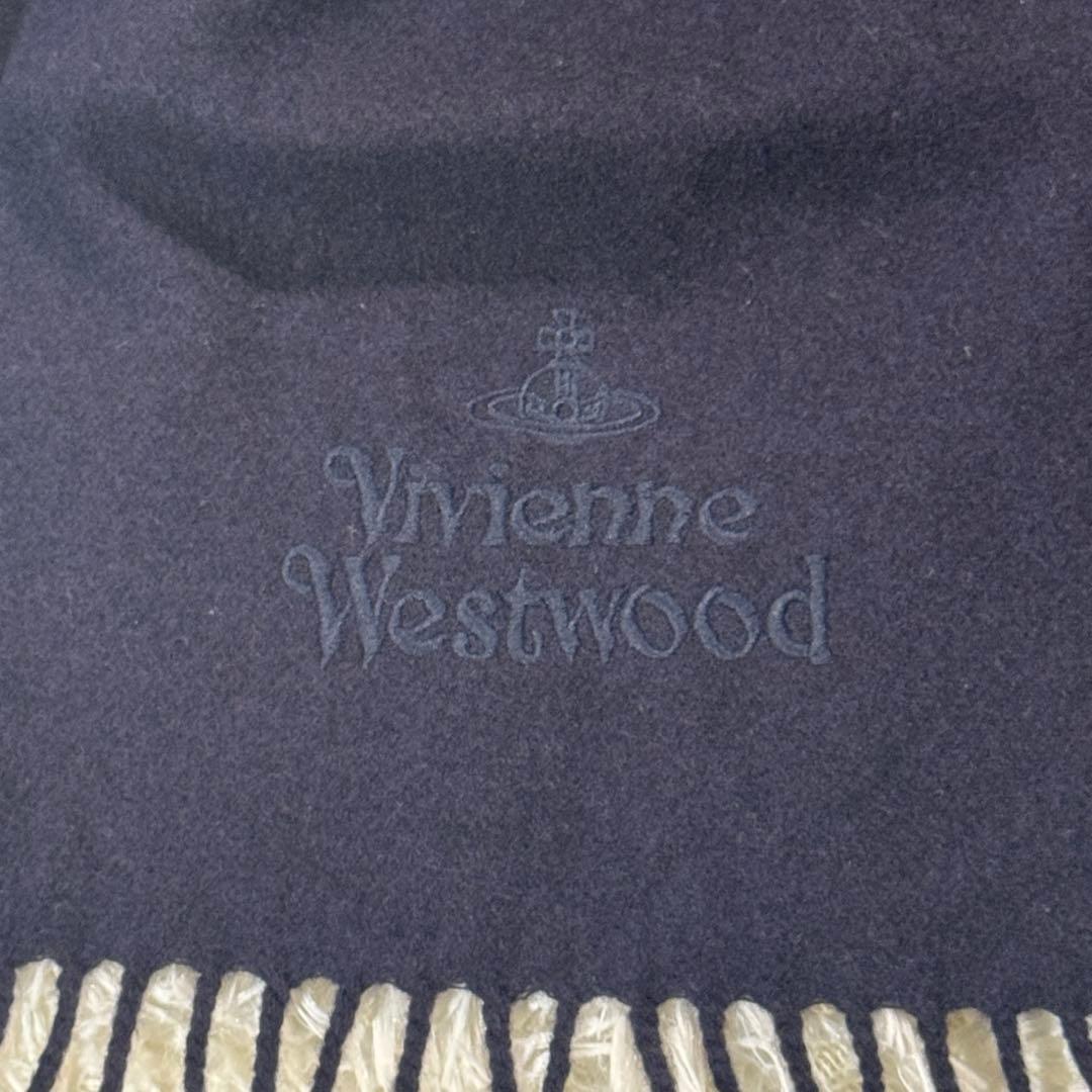 美品✨ヴィヴィアン ウエストウッド マフラー ブランドオーブ ロゴ刺繍　ブラック