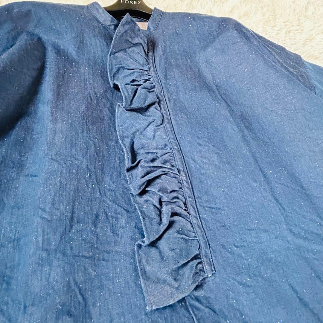 極美品★45rpm/45r ONE ONE いろいろデニムのプルフリルチュニック