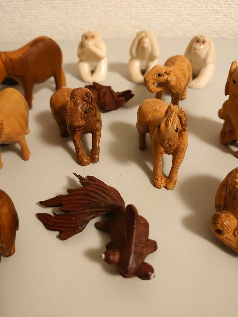 ✨木製 根付等まとめ　細密彫刻　無垢　玉陶器✨