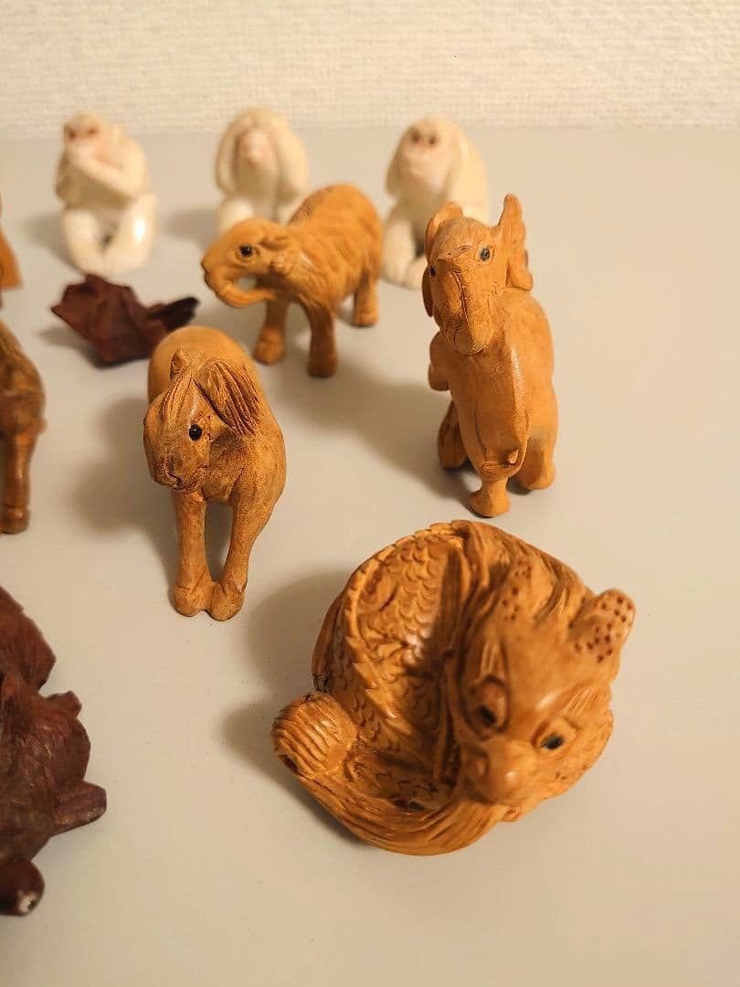 ✨木製 根付等まとめ　細密彫刻　無垢　玉陶器✨