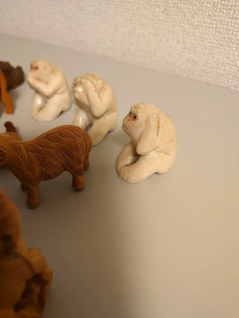 ✨木製 根付等まとめ　細密彫刻　無垢　玉陶器✨