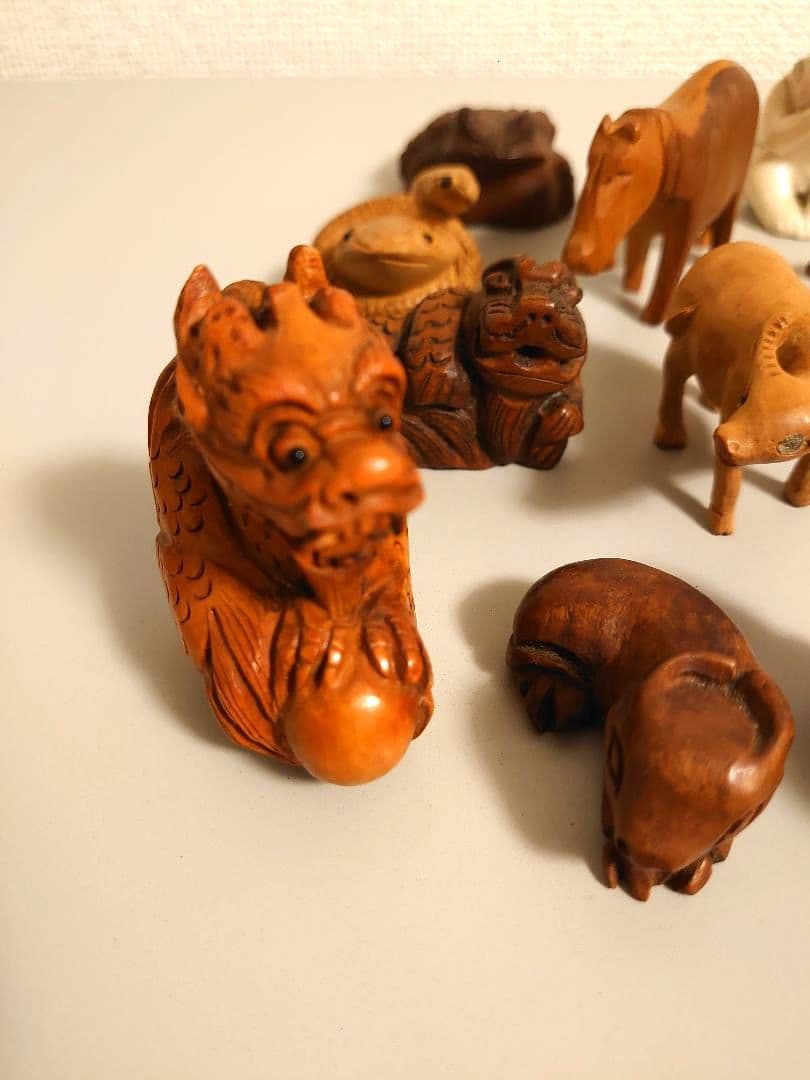 ✨木製 根付等まとめ　細密彫刻　無垢　玉陶器✨