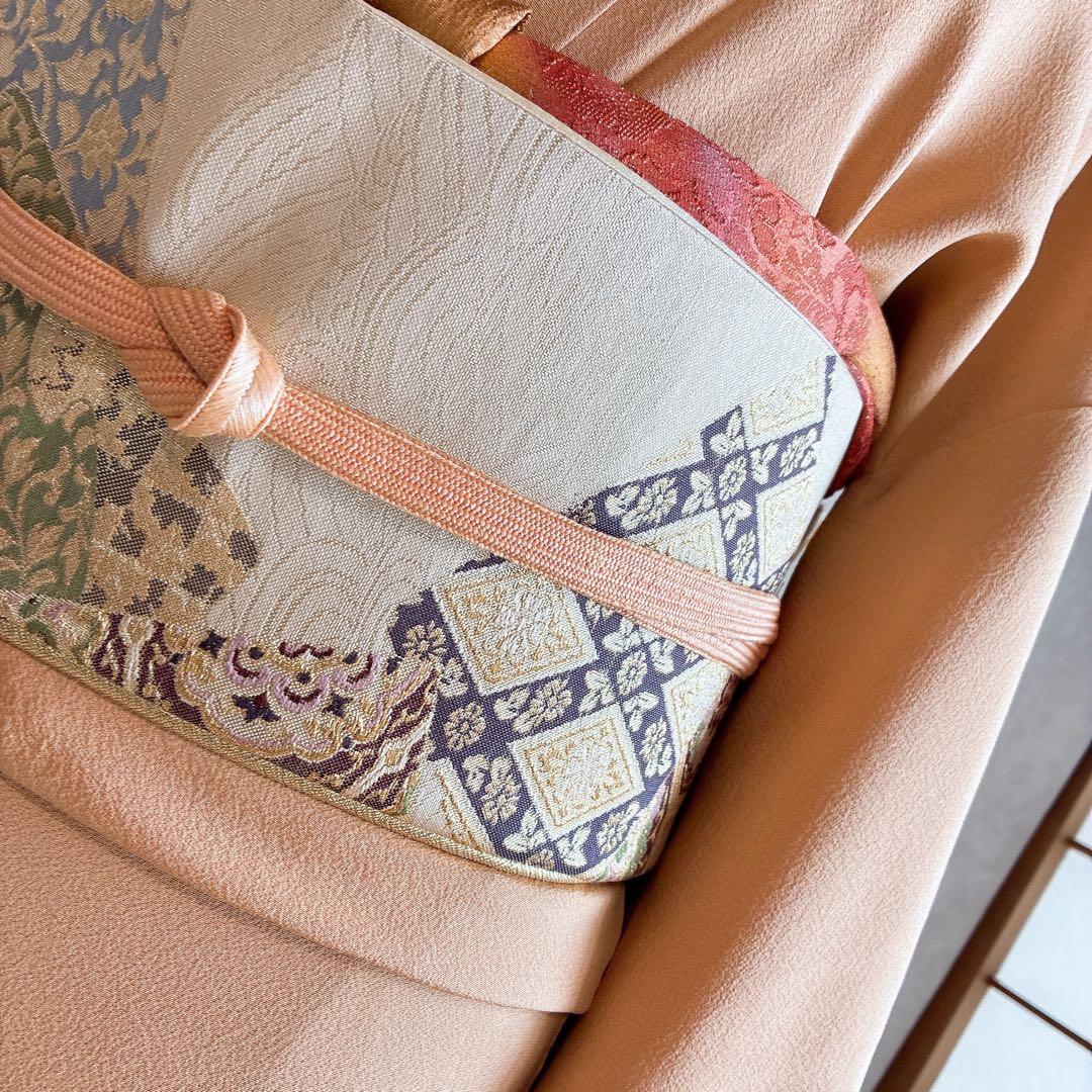 色無地　フルセット　着物　正絹　入学式　しつけ付き　パールトーン　共布　J5