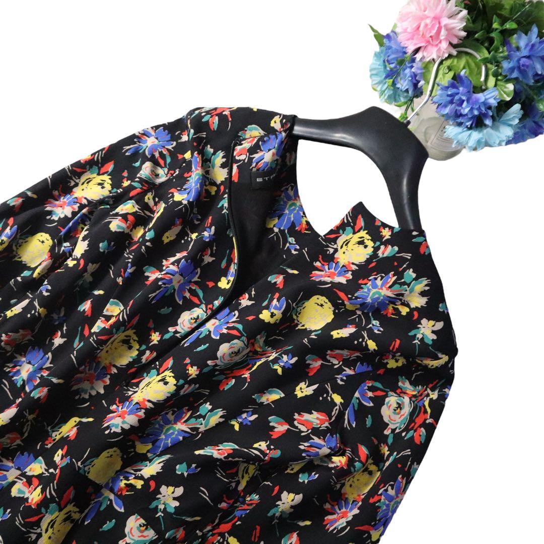 新品同様❗️ETRO エトロ 美しいフローラルフラワー柄　シルクロングワンピース