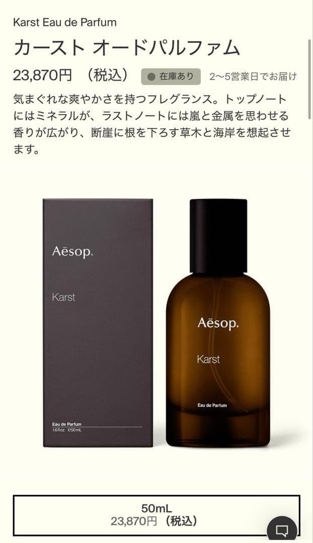 国内正規品 Aesop Karst イソップ カースト