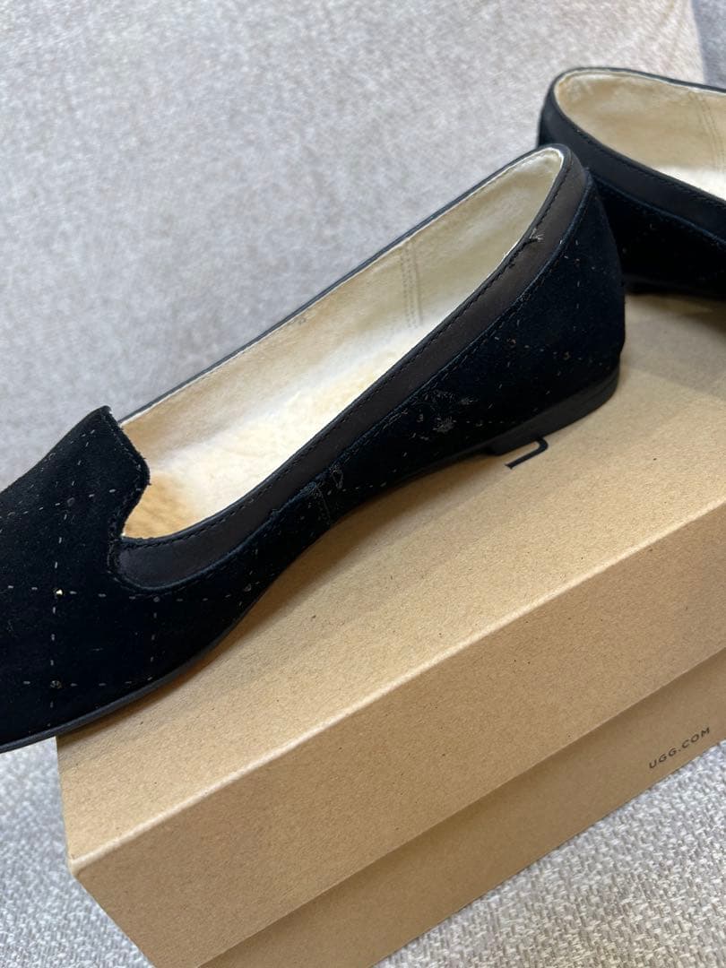 UGG フラットシューズ 7 24センチ ブラック スワロフスキー