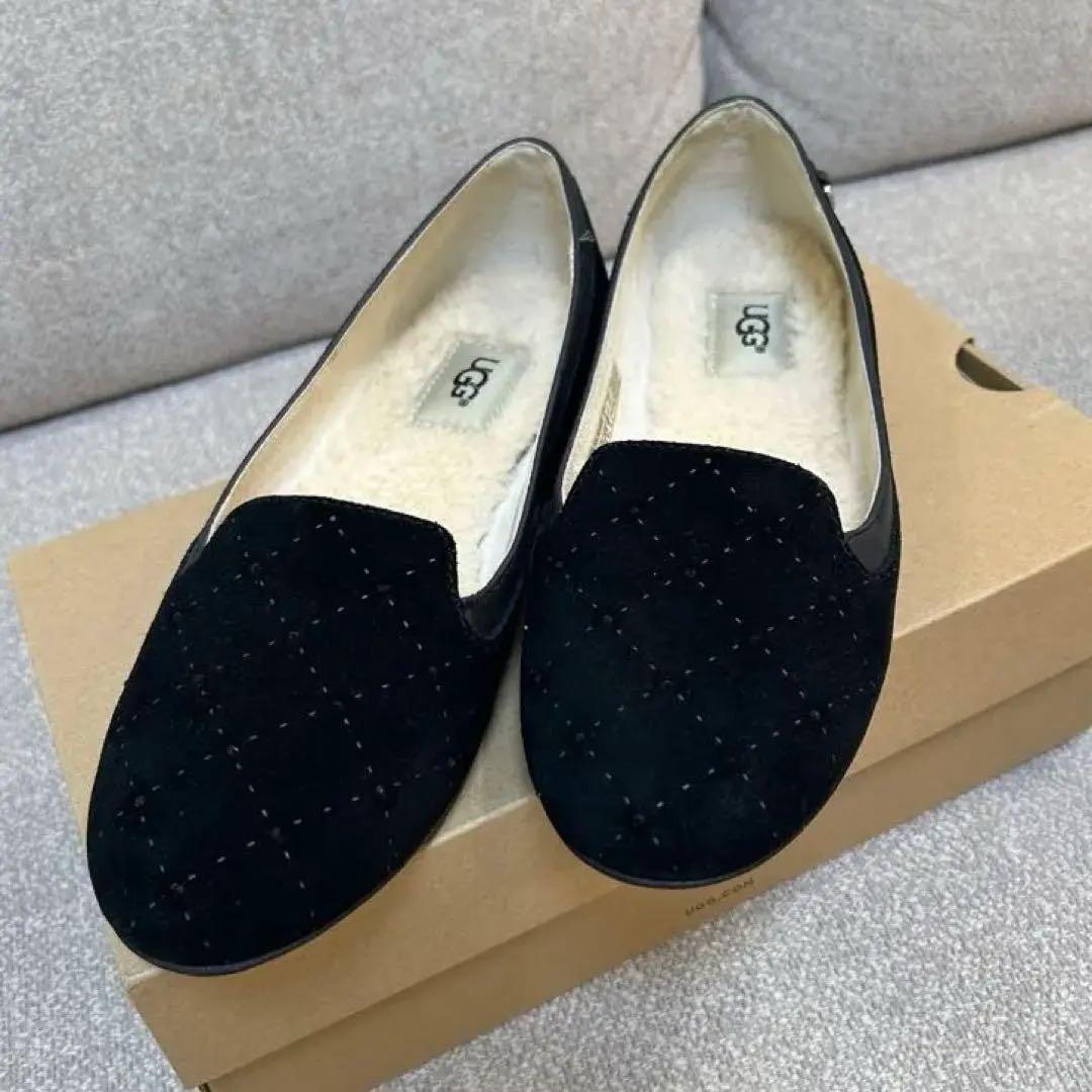 UGG フラットシューズ 7 24センチ ブラック スワロフスキー