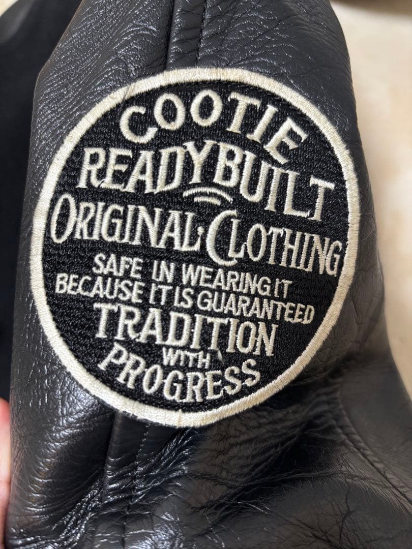 【最終価格】COOTIEロゴ 刺繍 ワッペン袖レザー袖革 スタジャン M