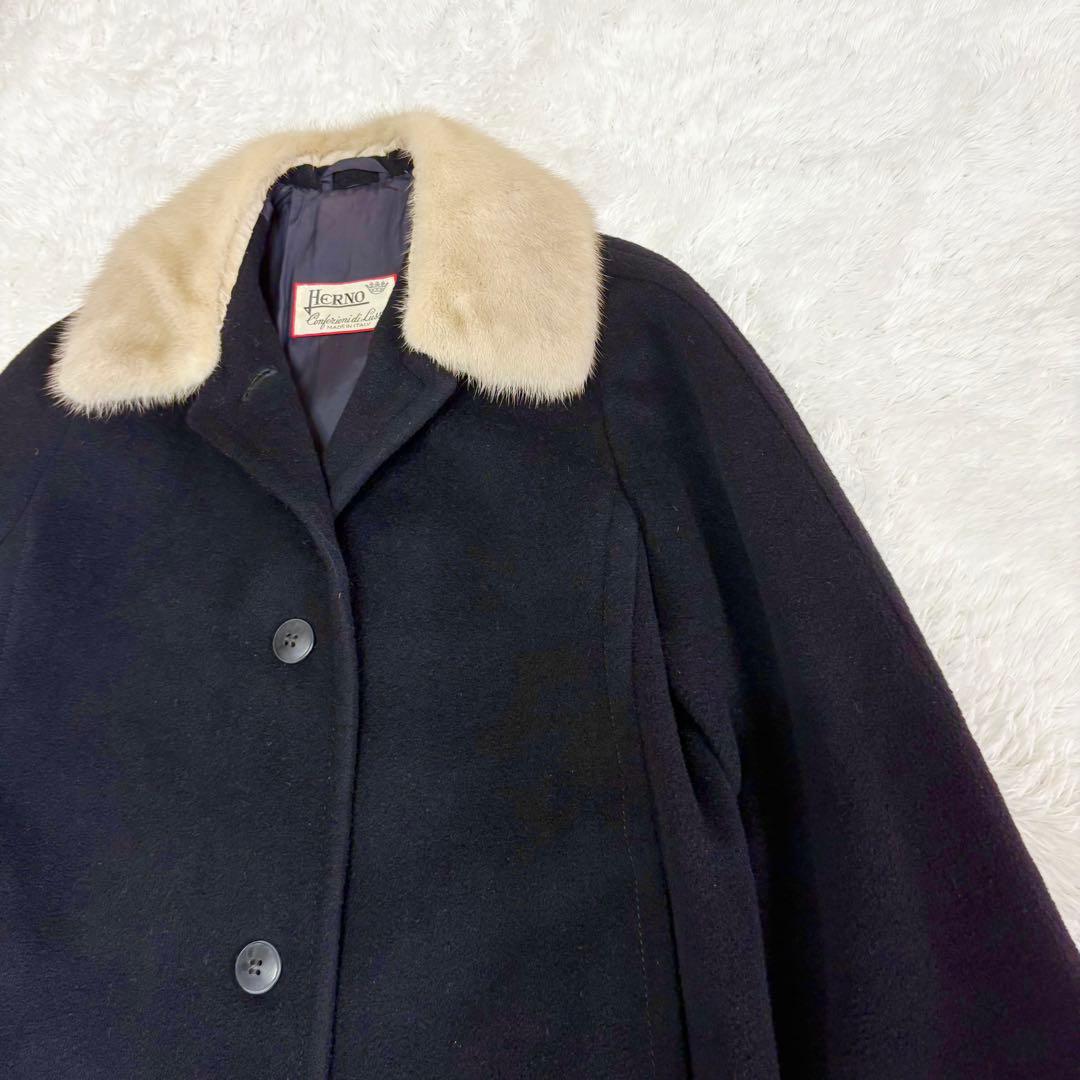 ヘルノ　カシミヤ混　ヴィンテージ　裏スカーフ柄　シルク　ウール　チェスターコート