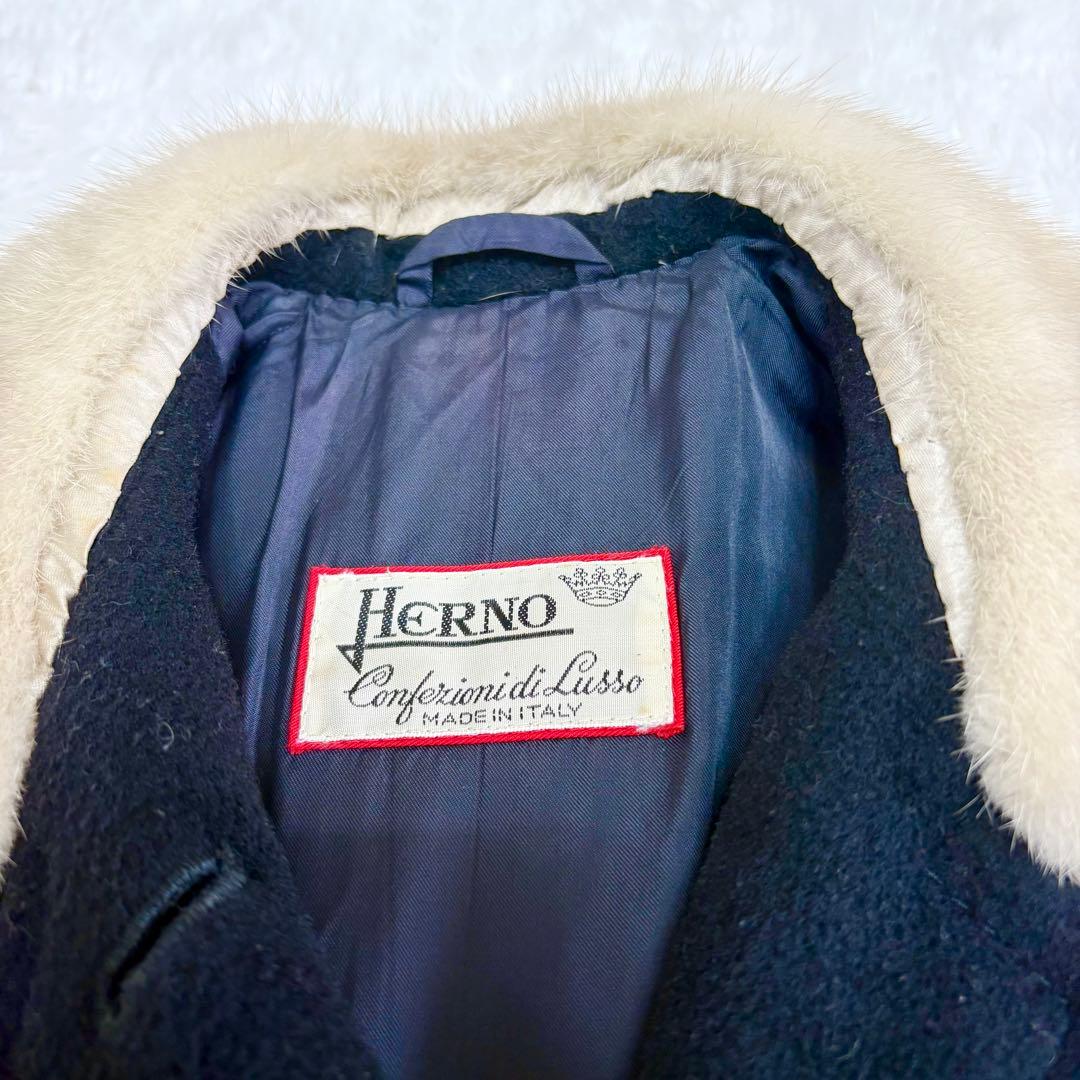 ヘルノ　カシミヤ混　ヴィンテージ　裏スカーフ柄　シルク　ウール　チェスターコート