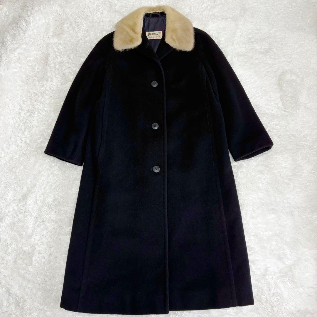 ヘルノ　カシミヤ混　ヴィンテージ　裏スカーフ柄　シルク　ウール　チェスターコート