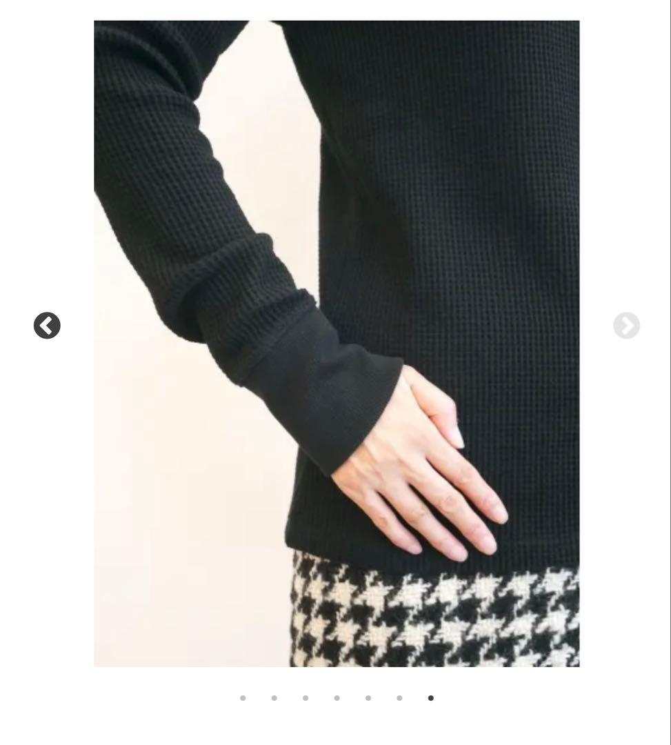 ワッフル長袖Ｔブラック