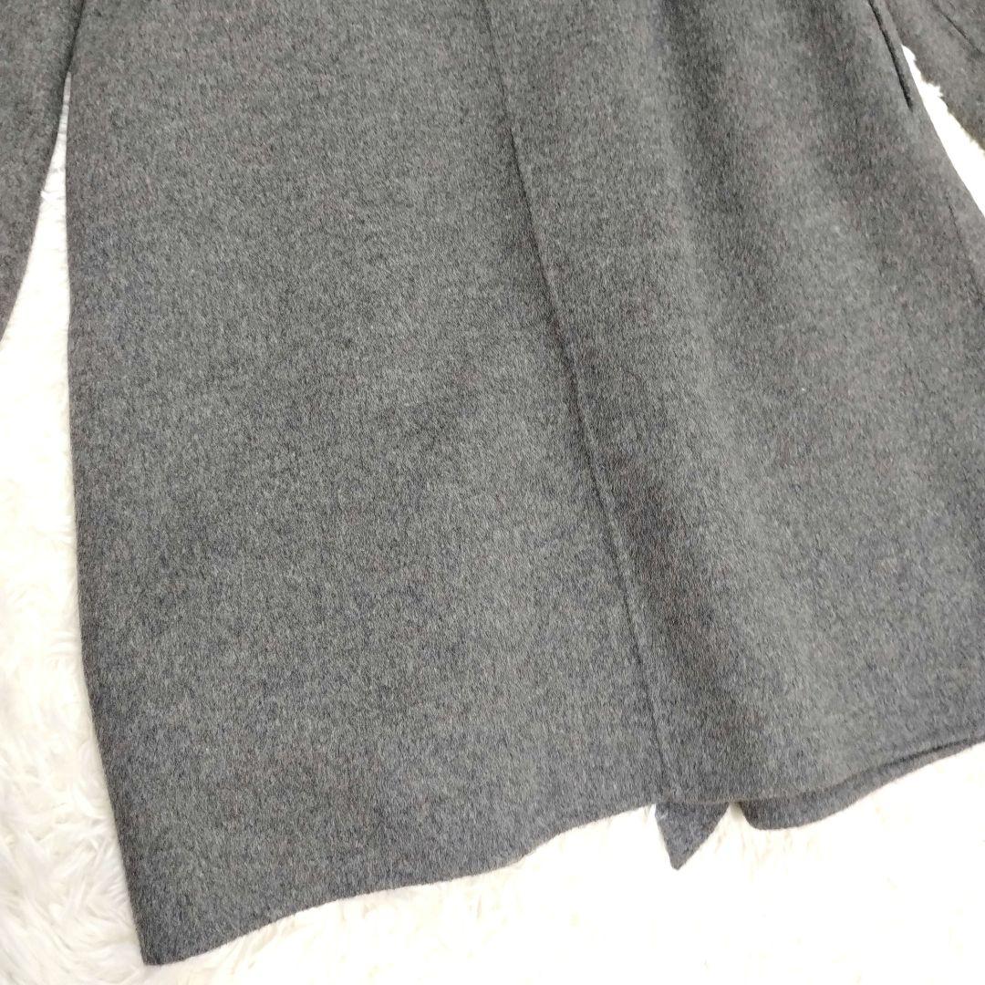 ★めぐ様★ 自由区 ビッグカラー ラップコート ベルト付き ウール グレーL