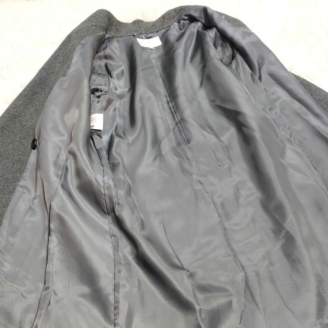 ★めぐ様★ 自由区 ビッグカラー ラップコート ベルト付き ウール グレーL