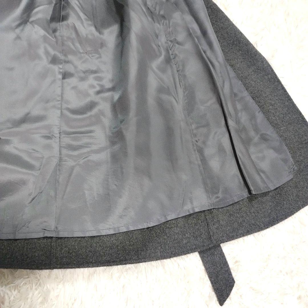 ★めぐ様★ 自由区 ビッグカラー ラップコート ベルト付き ウール グレーL