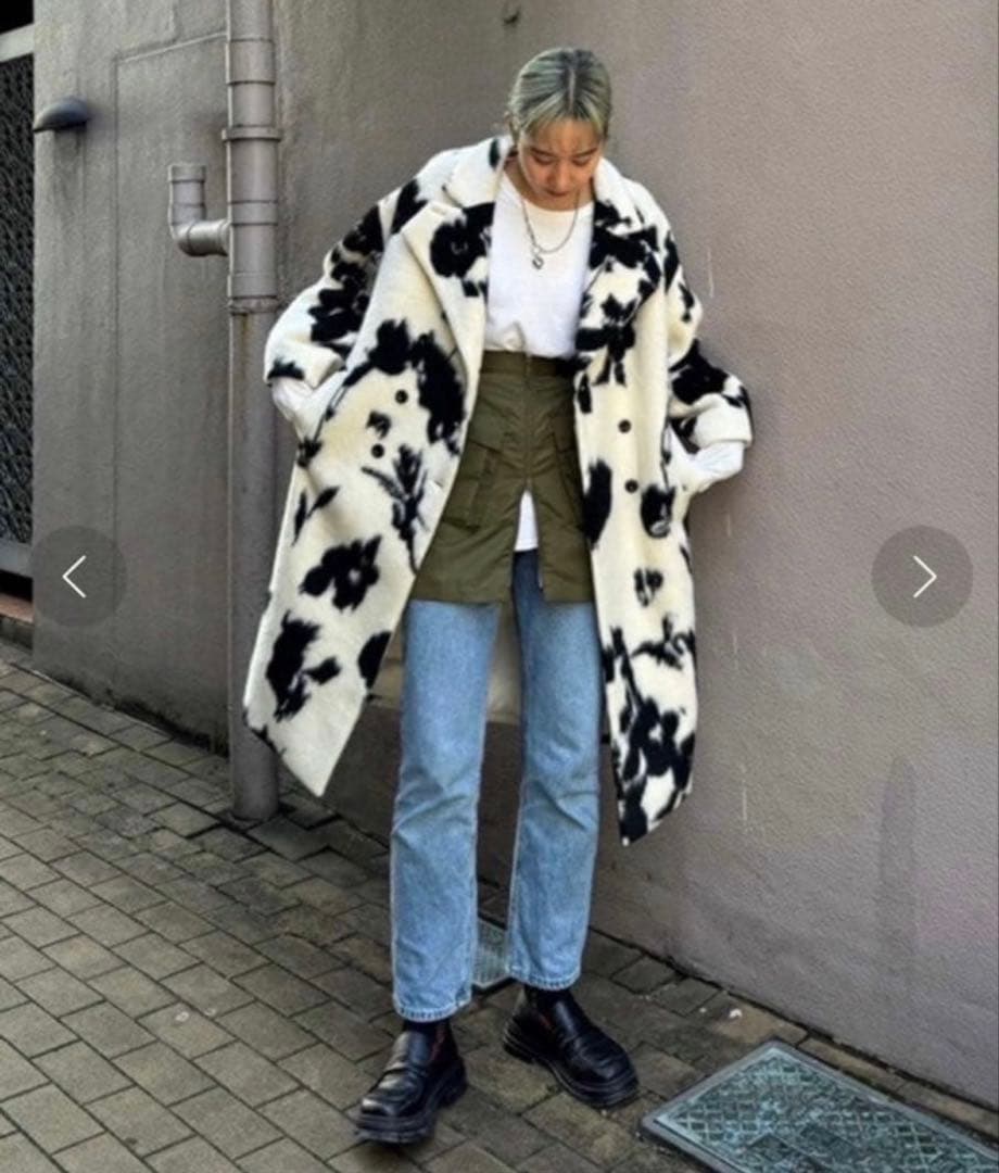 Ameri UND SHADOW FLOWER WOOL COAT アメリ