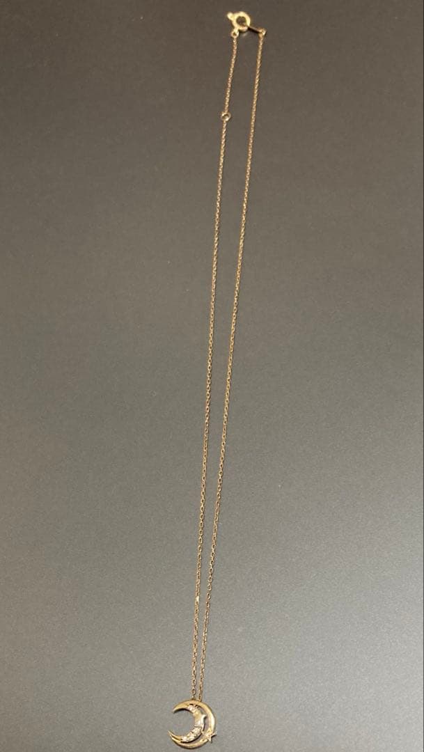 10k ダイヤモンドネックレス　三日月