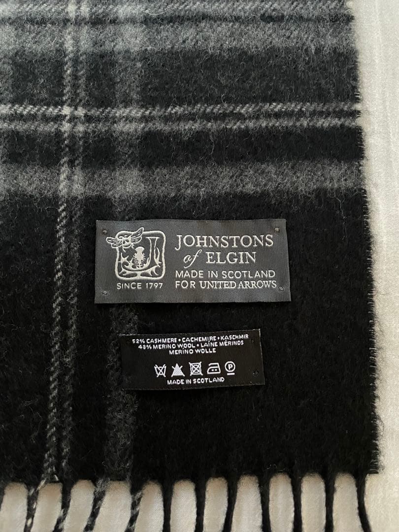 【美品】 ジョンストンズ カシミヤ ウール マフラー Johnstons