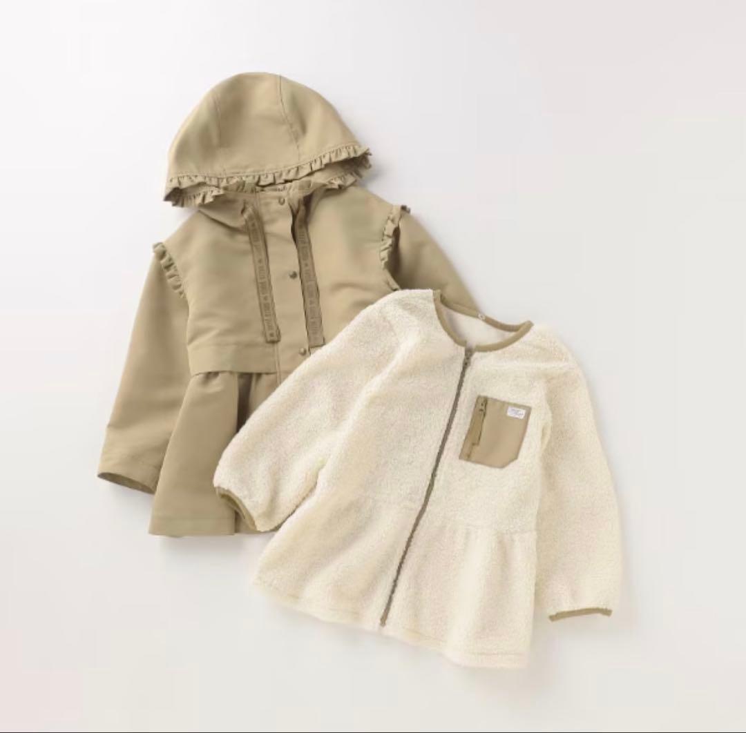 ☆新品☆ ボアライナーつき3WAY裾フレアマウンテンパーカー　130 ベージュ