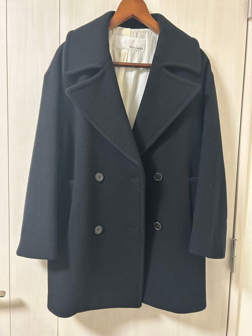 Whim Gazette ワイドカラーピーコート　黒