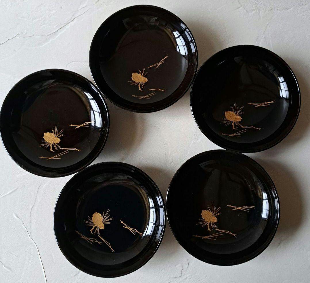 蓋付き 菓子椀 5客 煮物椀　骨董品　木製漆器