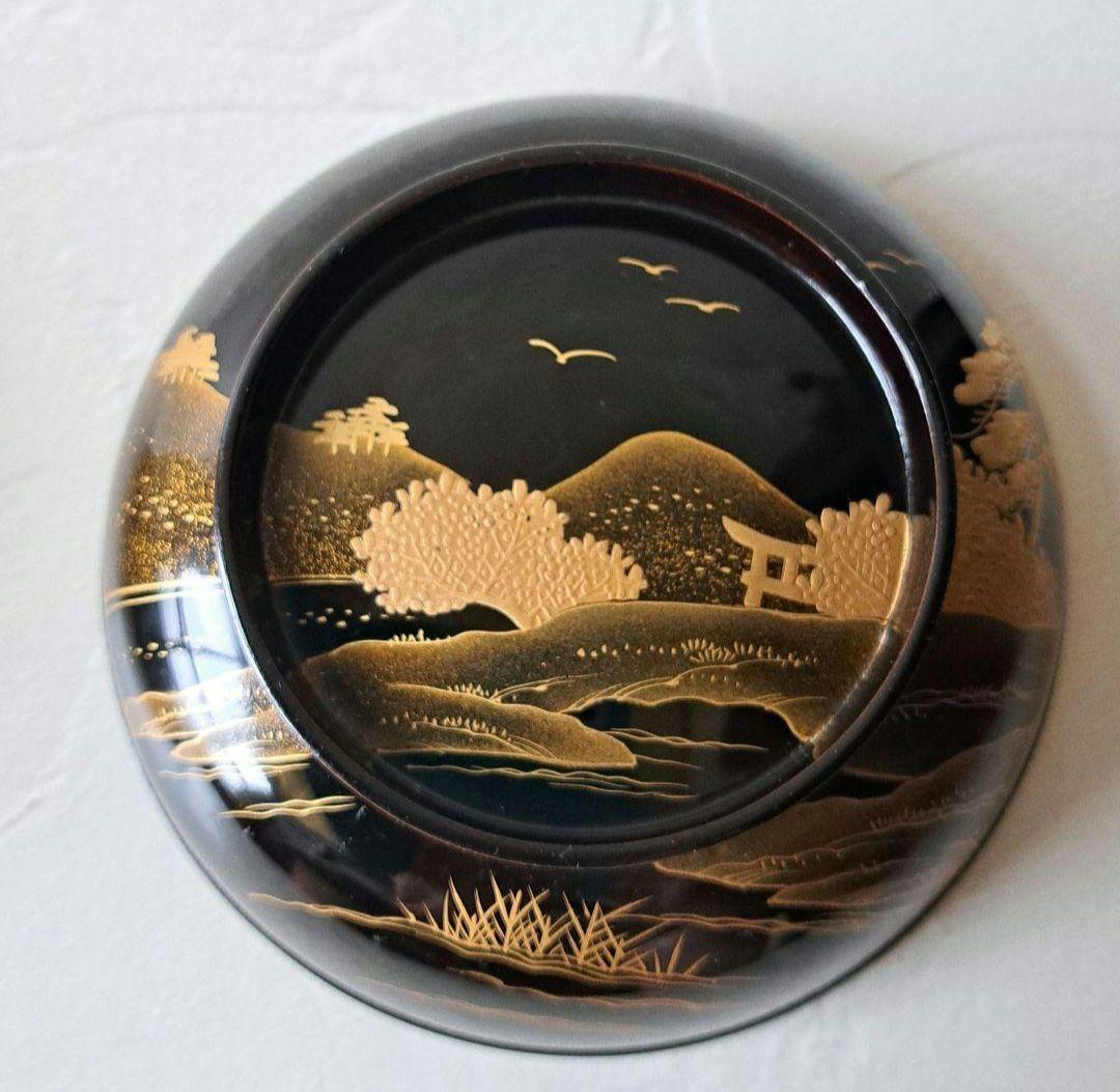 蓋付き 菓子椀 5客 煮物椀　骨董品　木製漆器