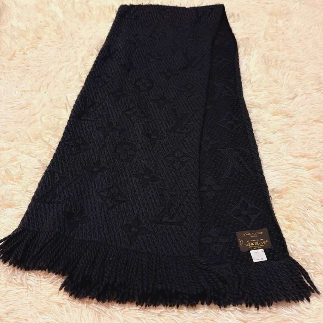 Louis Vuitton マフラー エシャルプ ロゴマニア ブラック