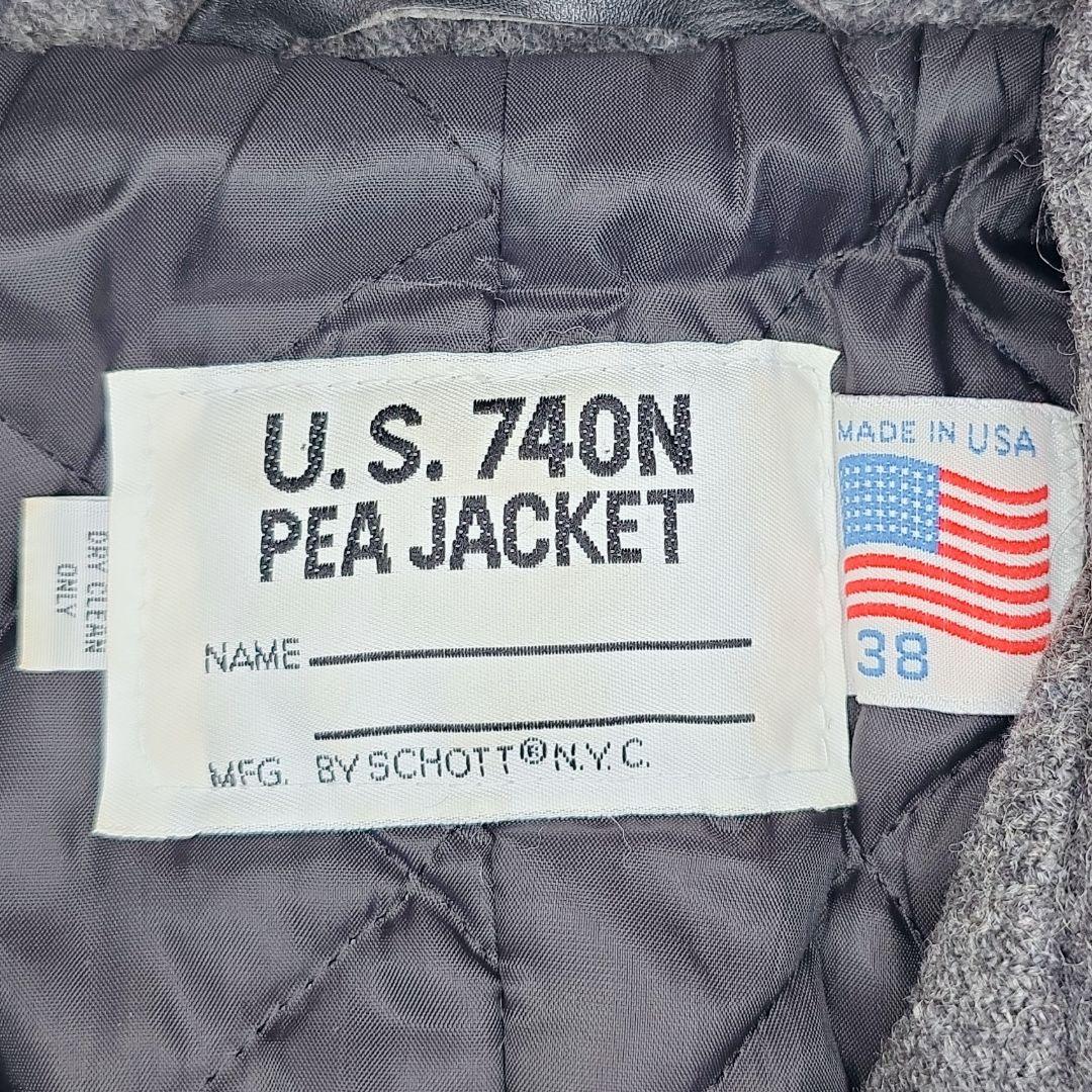Schott Pコート 740N USA製 キルティング グレー ショット 38