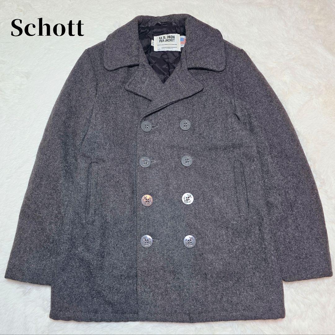 Schott Pコート 740N USA製 キルティング グレー ショット 38