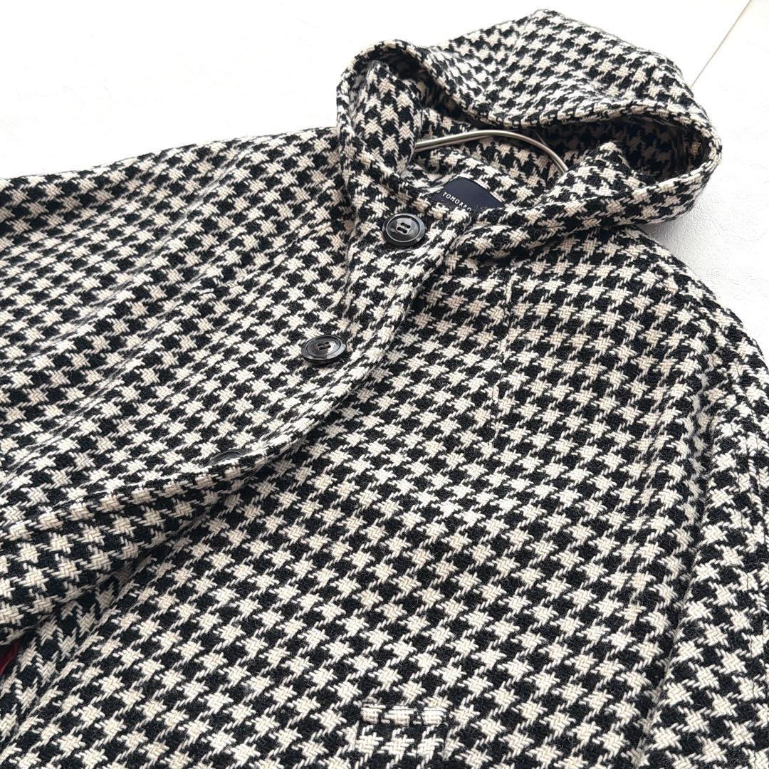 TOMORROWLAND ケープコート 38 千鳥格子 ウール100％ フード付