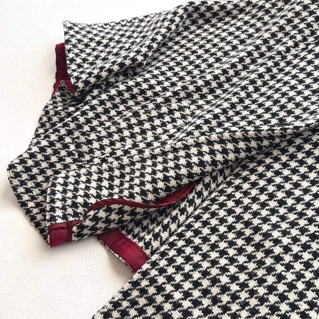 TOMORROWLAND ケープコート 38 千鳥格子 ウール100％ フード付